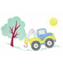 Cute Tow Truck and Tree Embroidery Design