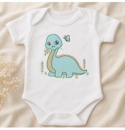 Adorable Baby Dinosaur Embroidery Design.