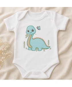 Adorable Baby Dinosaur Embroidery Design.