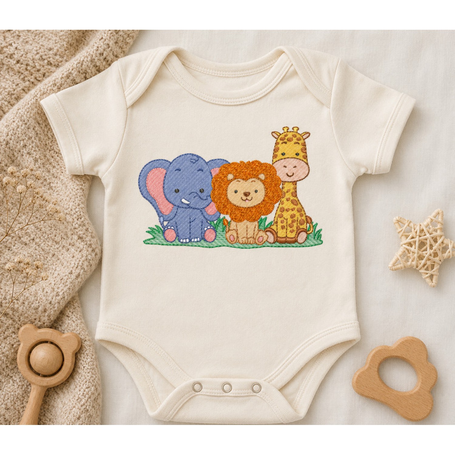 Adorable Safari Trio Embroidery Design