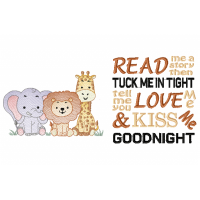 Animals Read me a story reading pillow Embroidery Design Animals Read me a story reading pillow Embroidery Design