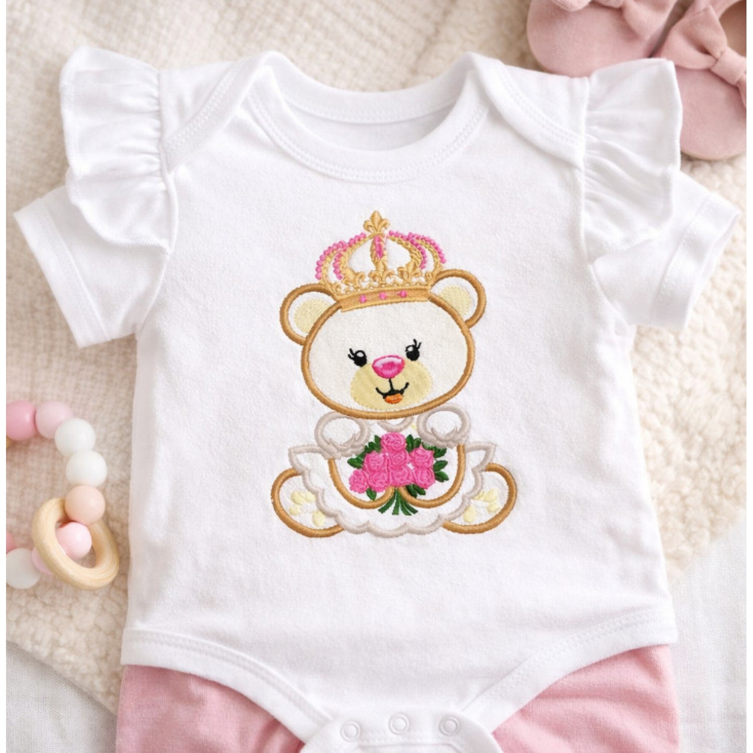 Baby Girl Bear Embroidery Design