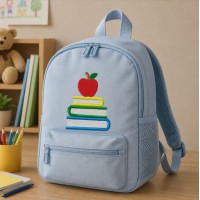 Back to School Books & Apple Embroidery Design