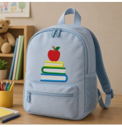 Back to School Books & Apple Embroidery Design