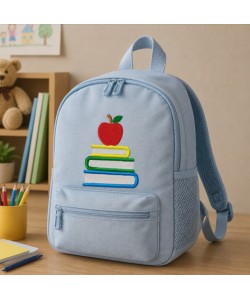 Back to School Books & Apple Embroidery Design