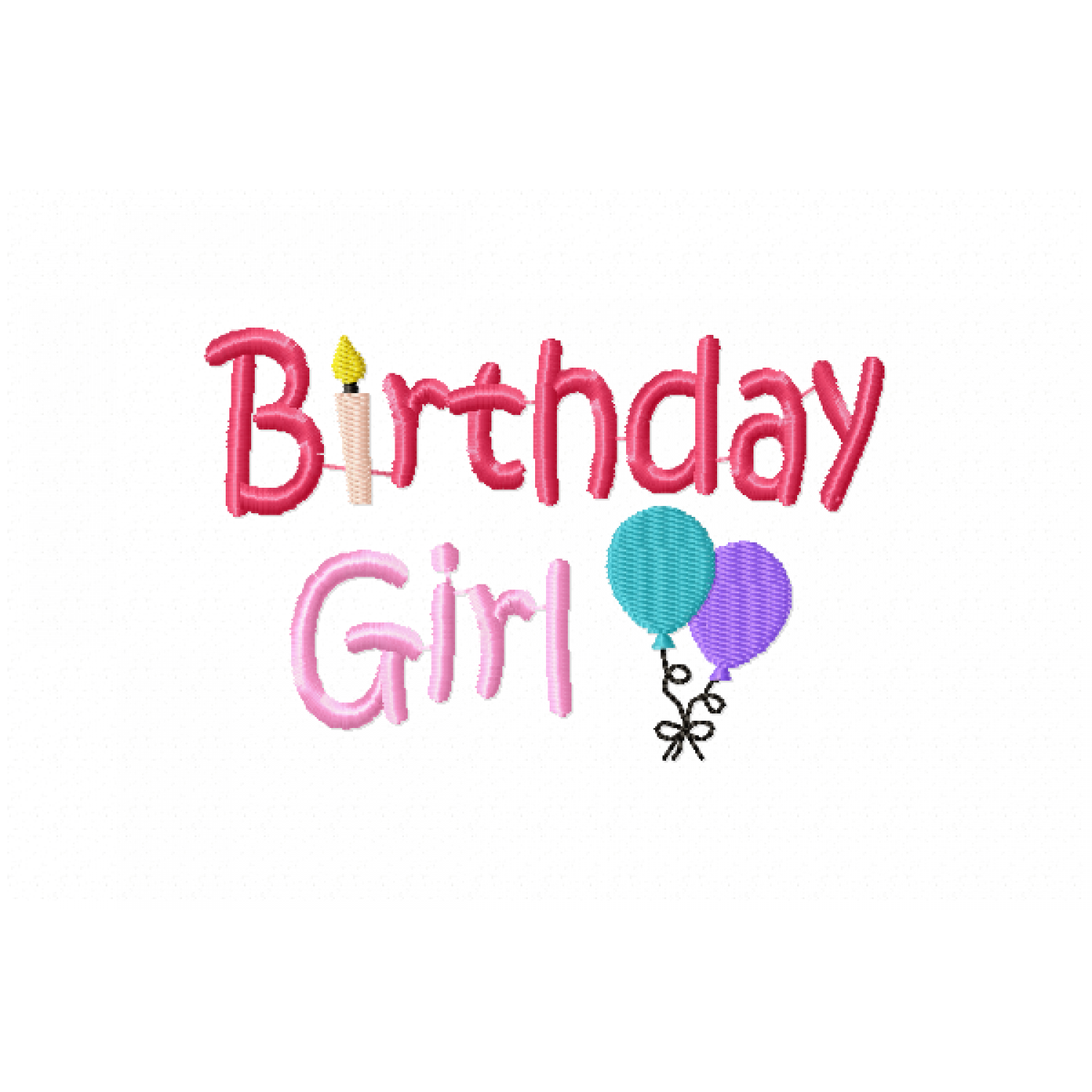 Cute Birthday Girl Embroidery Design 4x4