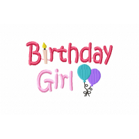 Cute Birthday Girl Embroidery Design 4x4
