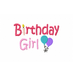 Cute Birthday Girl Embroidery Design 4x4 Cute Birthday Girl Embroidery Design 4x4
