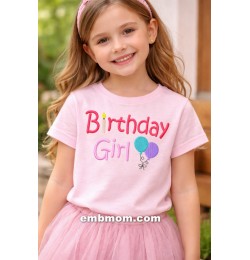 Cute Birthday Girl Embroidery Design 5x7 Cute Birthday Girl Embroidery Design 5x7