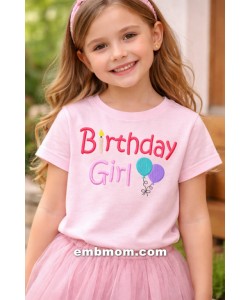 Cute Birthday Girl Embroidery Design 5x7 Cute Birthday Girl Embroidery Design 5x7