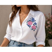 Blush Rose Bloom Embroidery Design