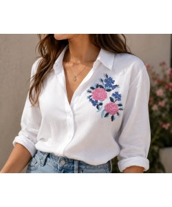 Blush Rose Bloom Embroidery Design