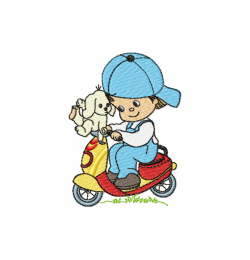 Boy and dog Embroidery Design