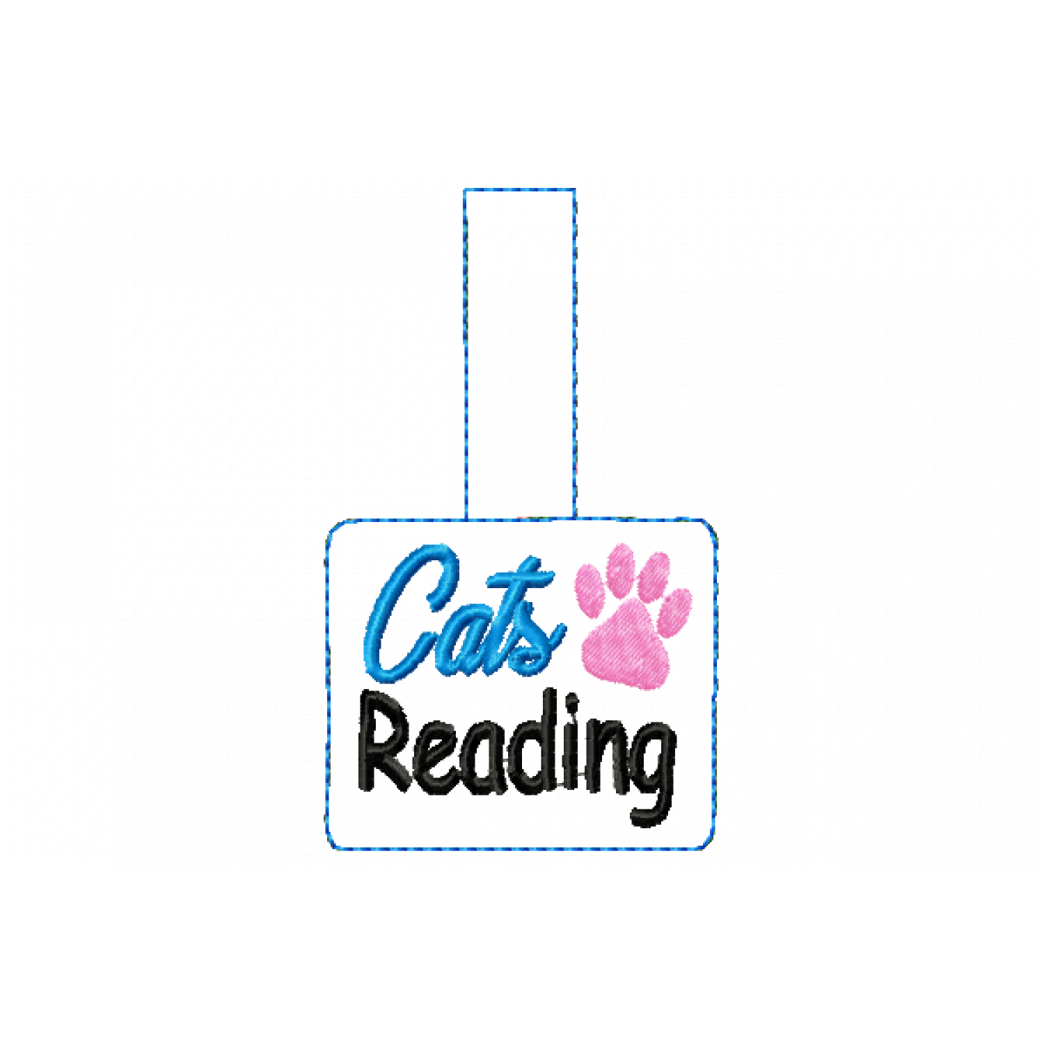 Snap Tab cats reading ITH In The Hoop Free Embroidery Design PES