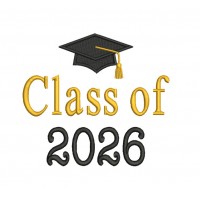 Class of 2026 Graduation Embroidery Design 4x4