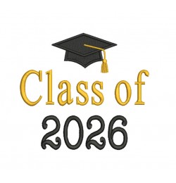 Class of 2026 Graduation Embroidery Design 4x4