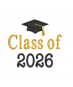 Class of 2026 Graduation Embroidery Design 4x4