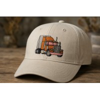 Classic Orange Semi Truck Embroidery Design