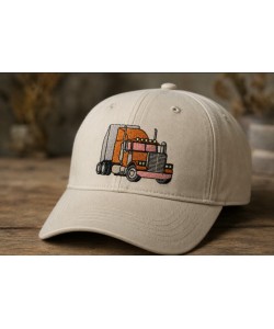 Classic Orange Semi Truck Embroidery Design