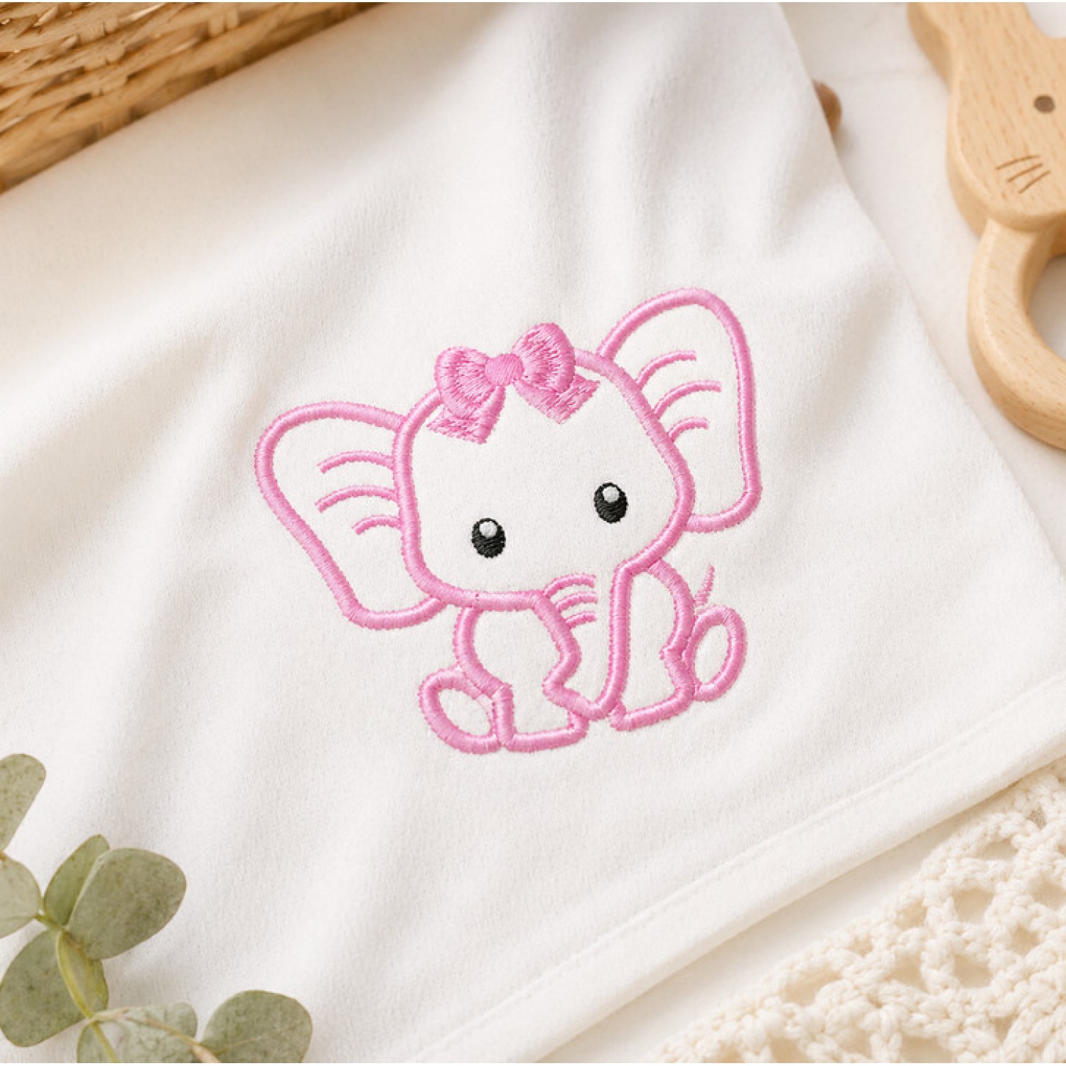 Baby Girl Elephant Embroidery Design