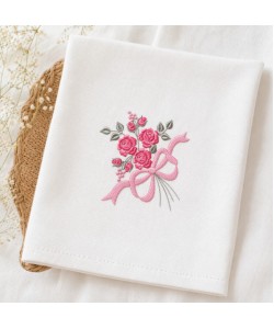 Cute Rose Bow Embroidery Design