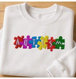 Cute Autism Embroidery Design 4x4
