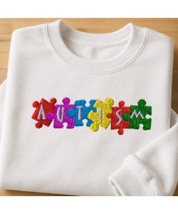 Cute Autism Embroidery Design 4x4