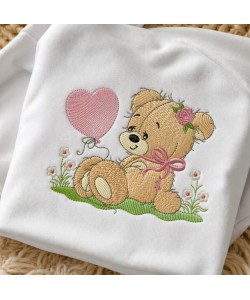 Cute Baby Bear Embroidery Design – 5x7 Hoop