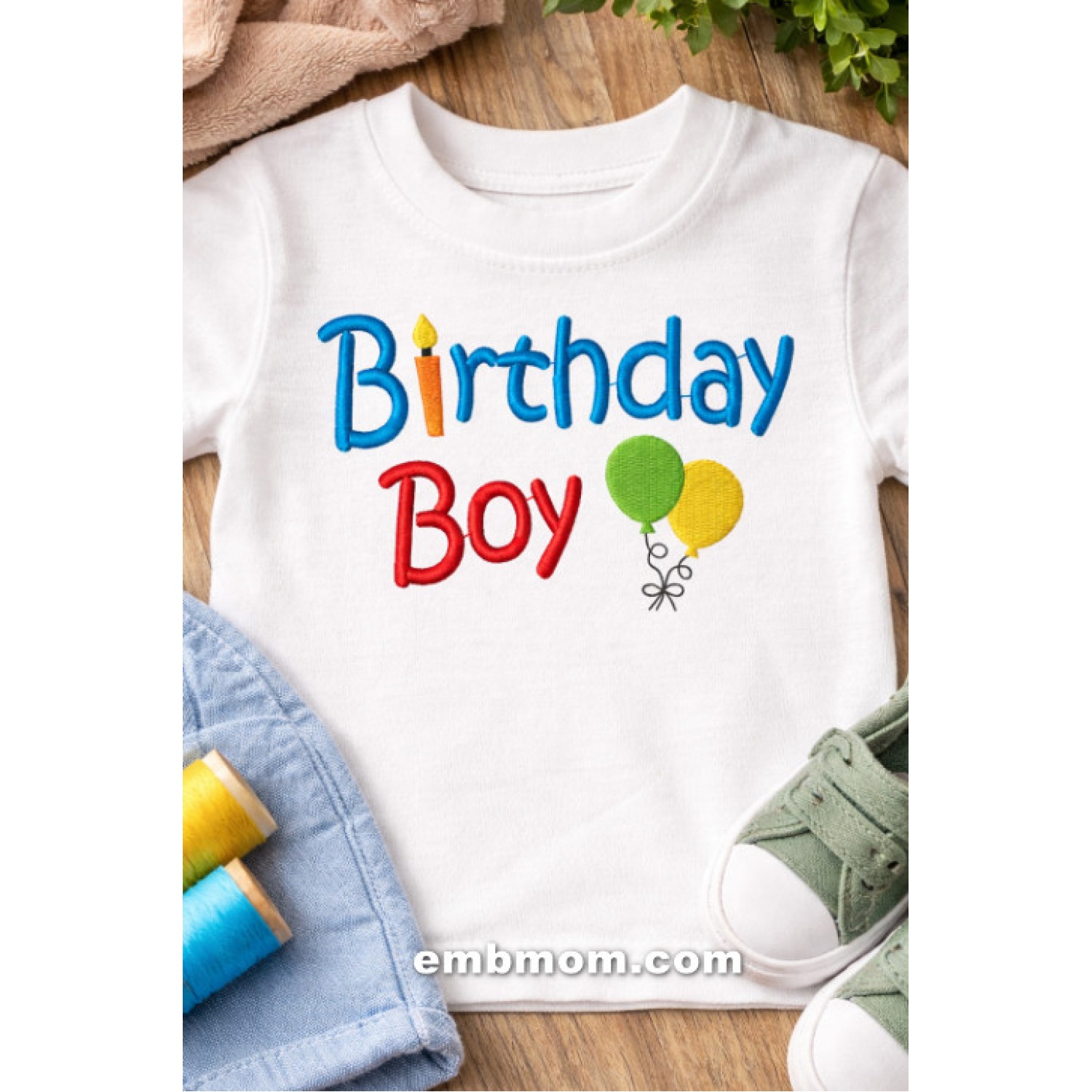 Cute Baby Boy Birthday Embroidery Design 5x7