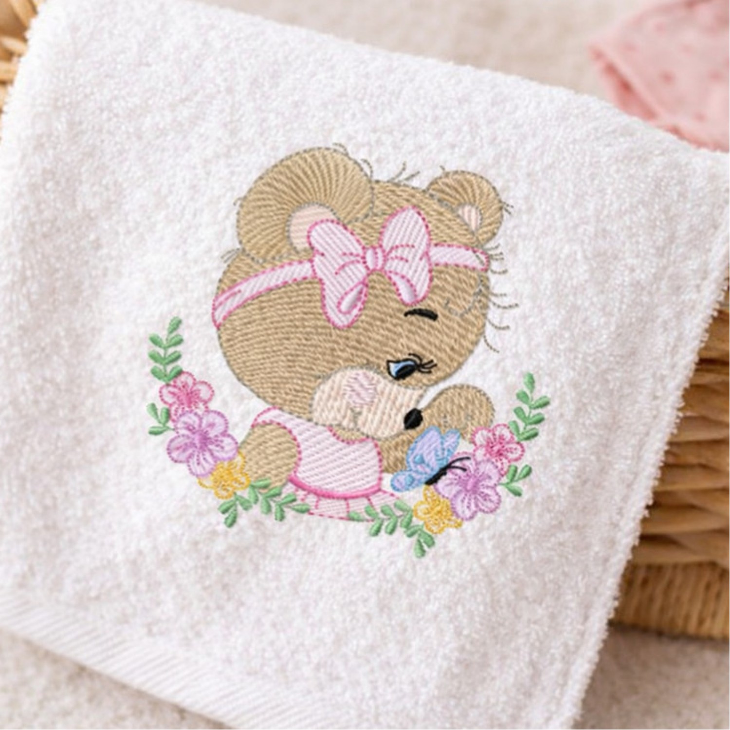 Cute Baby Teddy Girl Embroidery Design 4X4