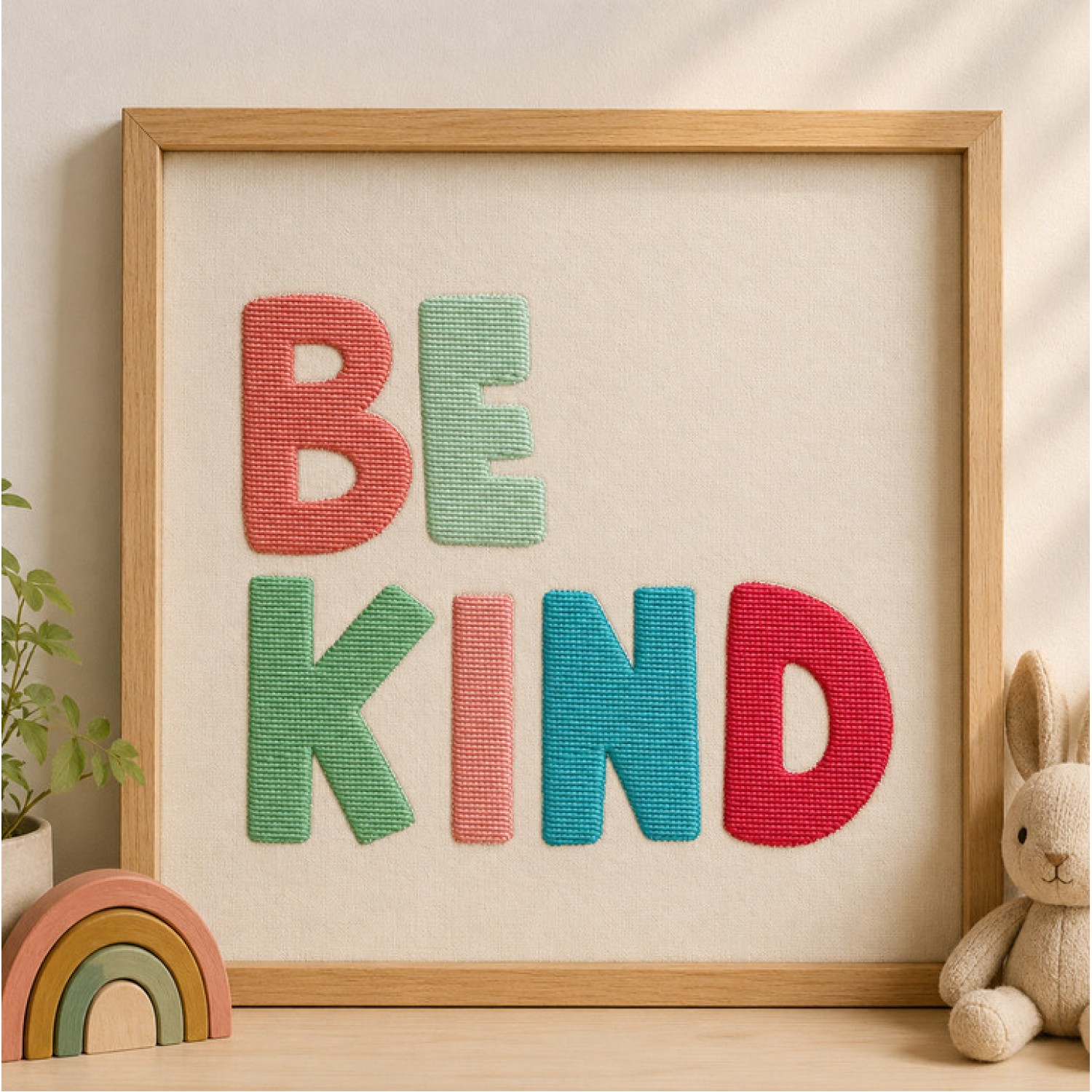 Cute Be Kind Embroidery Design 5x7