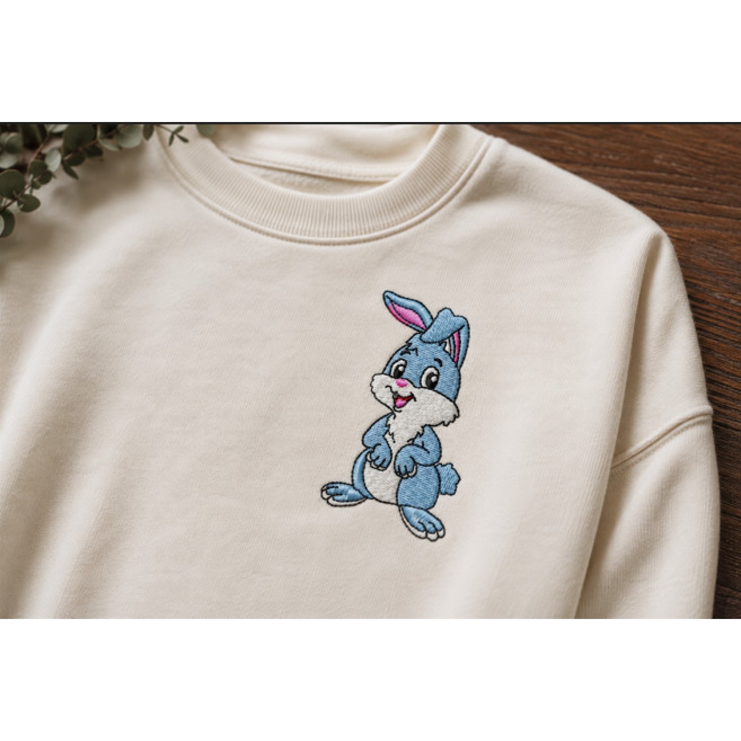 Cute Blue Bunny Embroidery Design