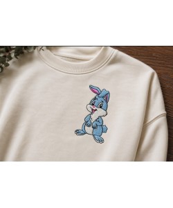 Cute Blue Bunny Embroidery Design