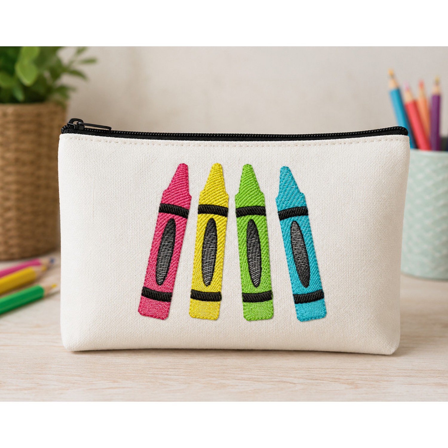 Cute Colorful Crayons Embroidery Design 4x4