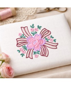 Cute Floral Ribbon Embroidery Design