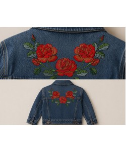 Cute Roses Red Embroidery Design