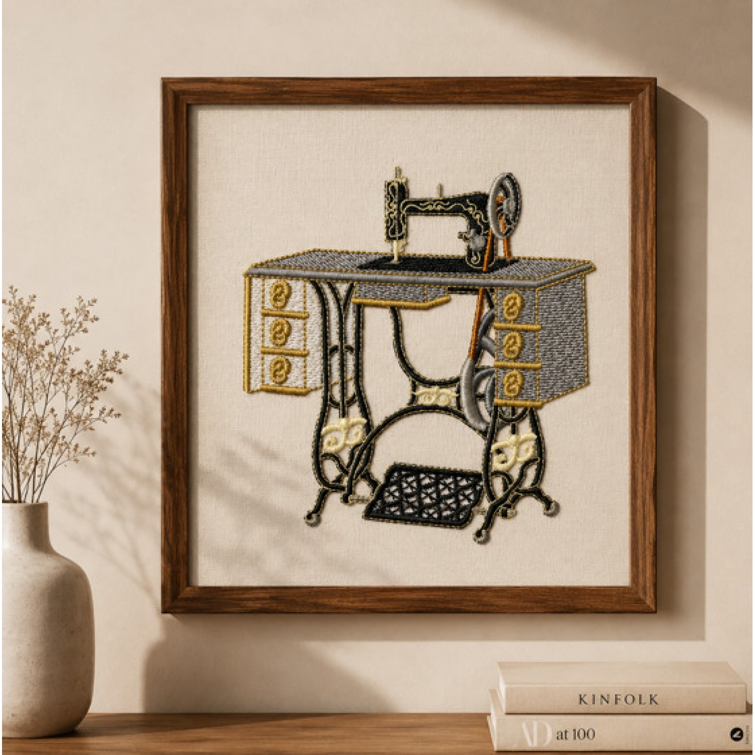 Cute Vintage Sewing Machine Embroidery Design