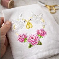 Doves with Rings Embroidery Design
