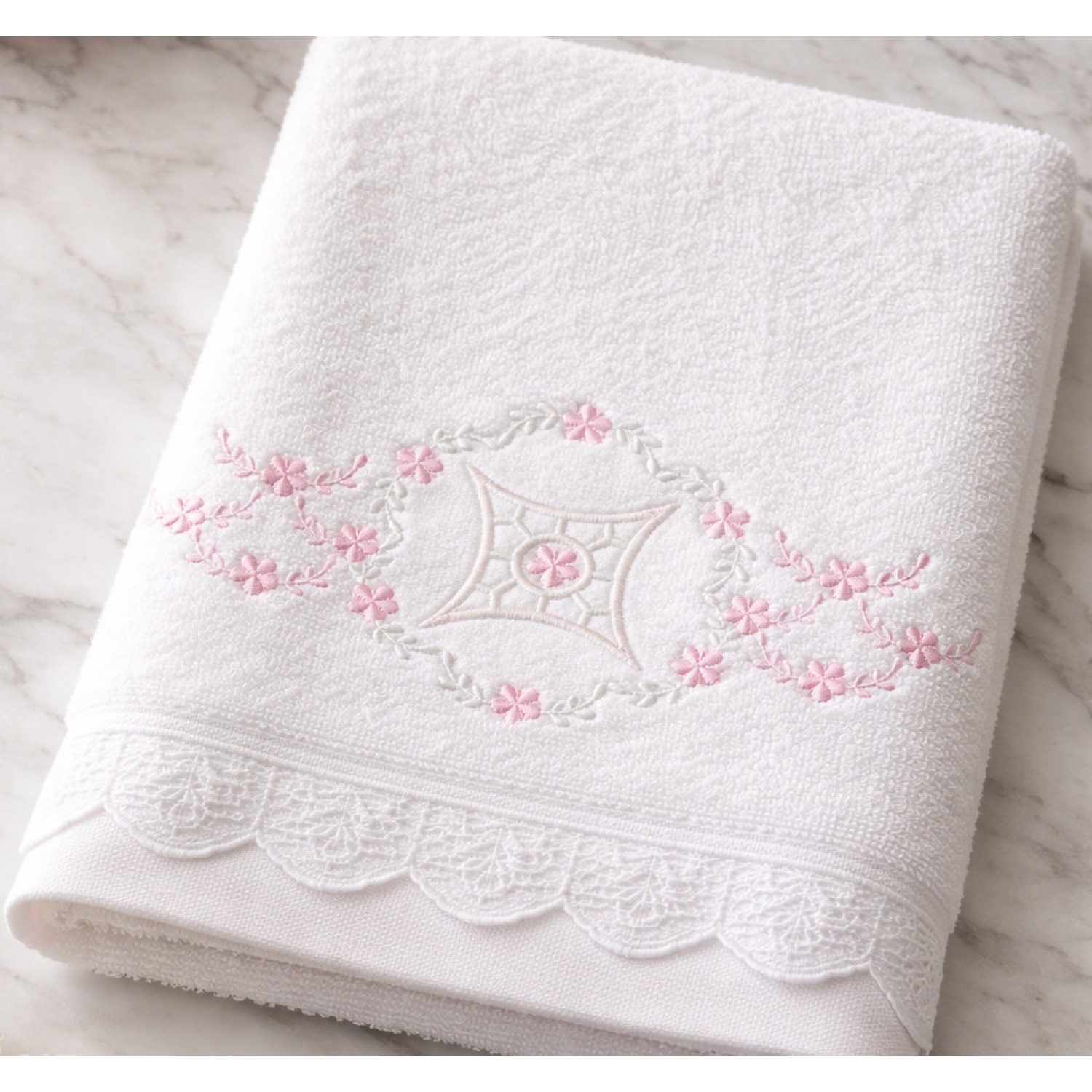 Elegant Pink Blossom Frame Embroidery Design