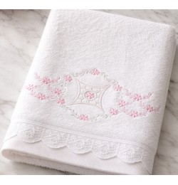 Elegant Pink Blossom Frame Embroidery Design