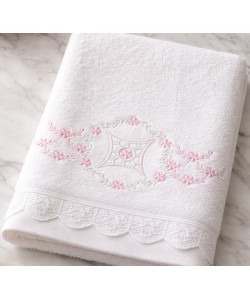 Elegant Pink Blossom Frame Embroidery Design
