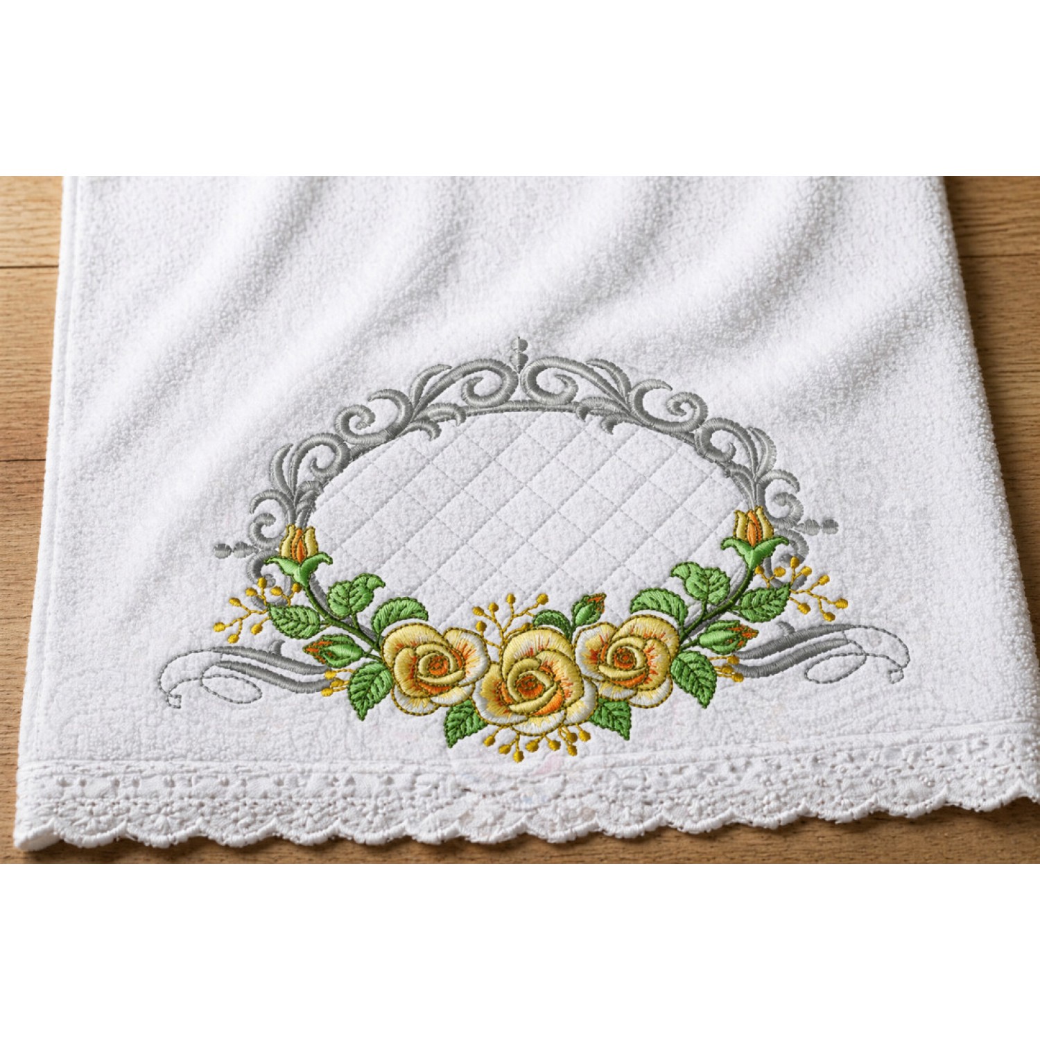 Elegant Rose Frame Embroidery Design