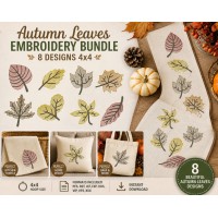 Fall Leaves Embroidery Bundle – 8 Autumn Designs 4x4