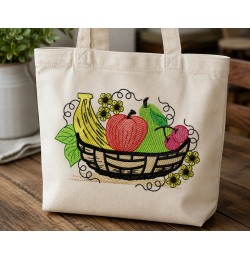 Farm Fresh Fruit Basket Embroidery Design