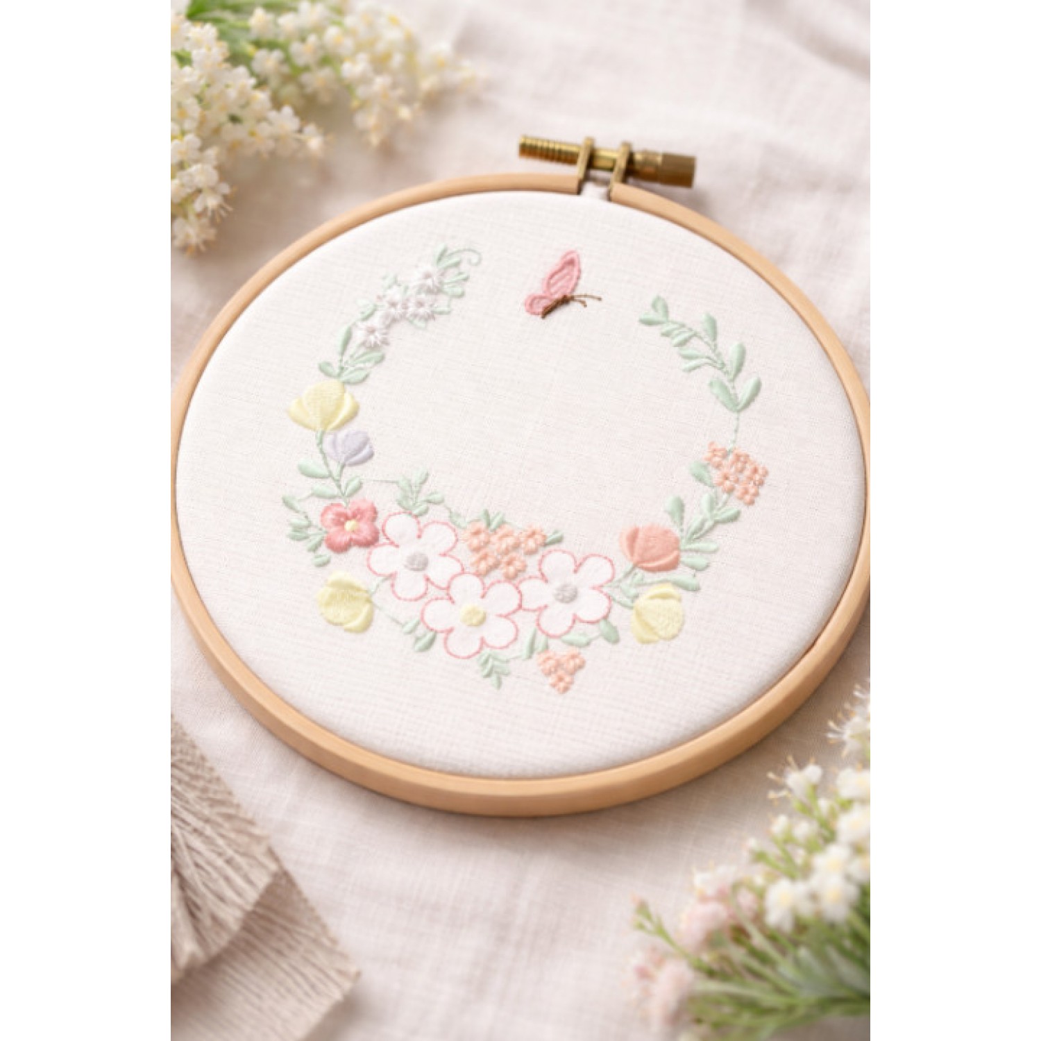 Cute Floral Wreath Embroidery Design
