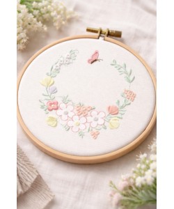 Cute Floral Wreath Embroidery Design