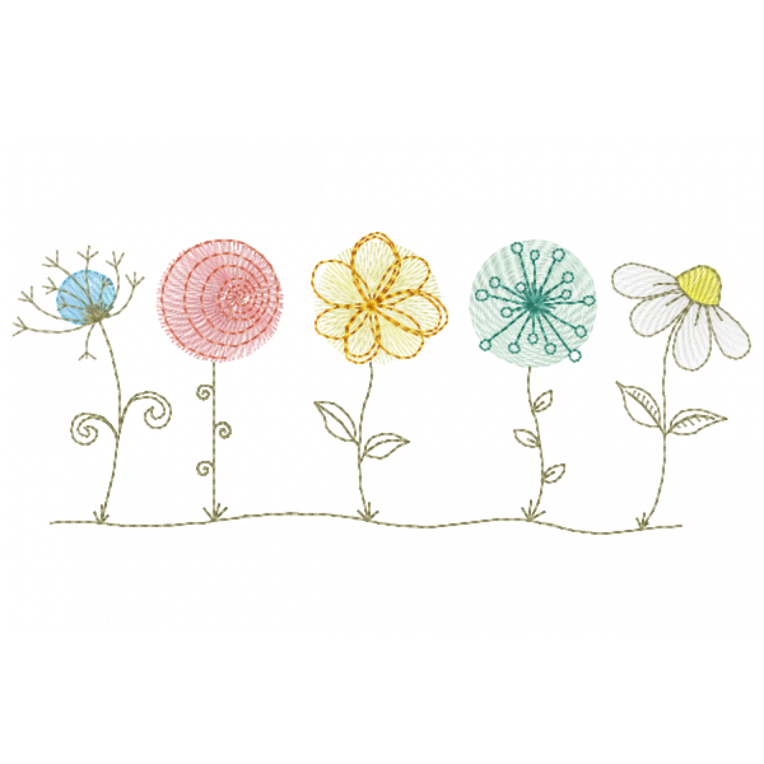 Flores mixtas Embroidery Design