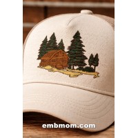 Forest Cabin Embroidery Design