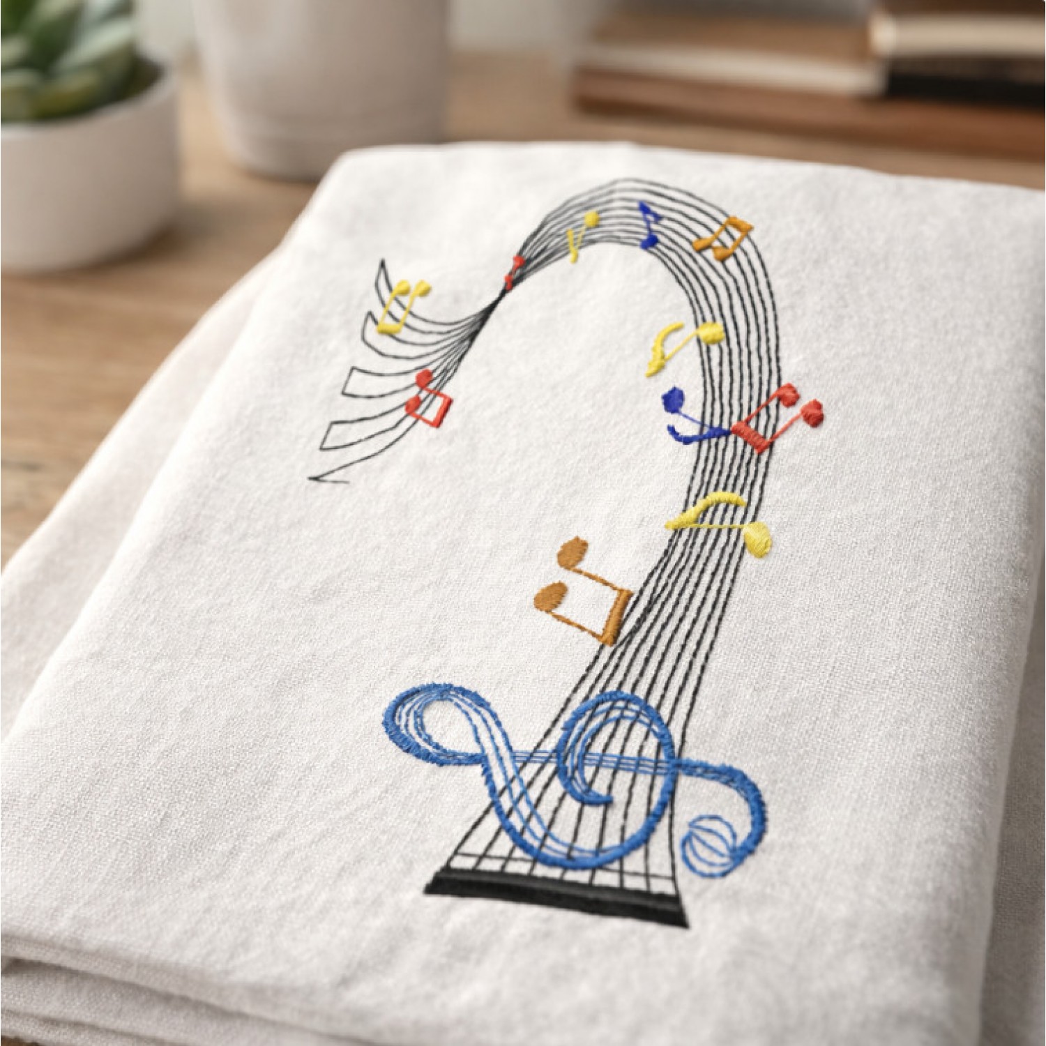 Free Musical Notes Embroidery Design 5×7