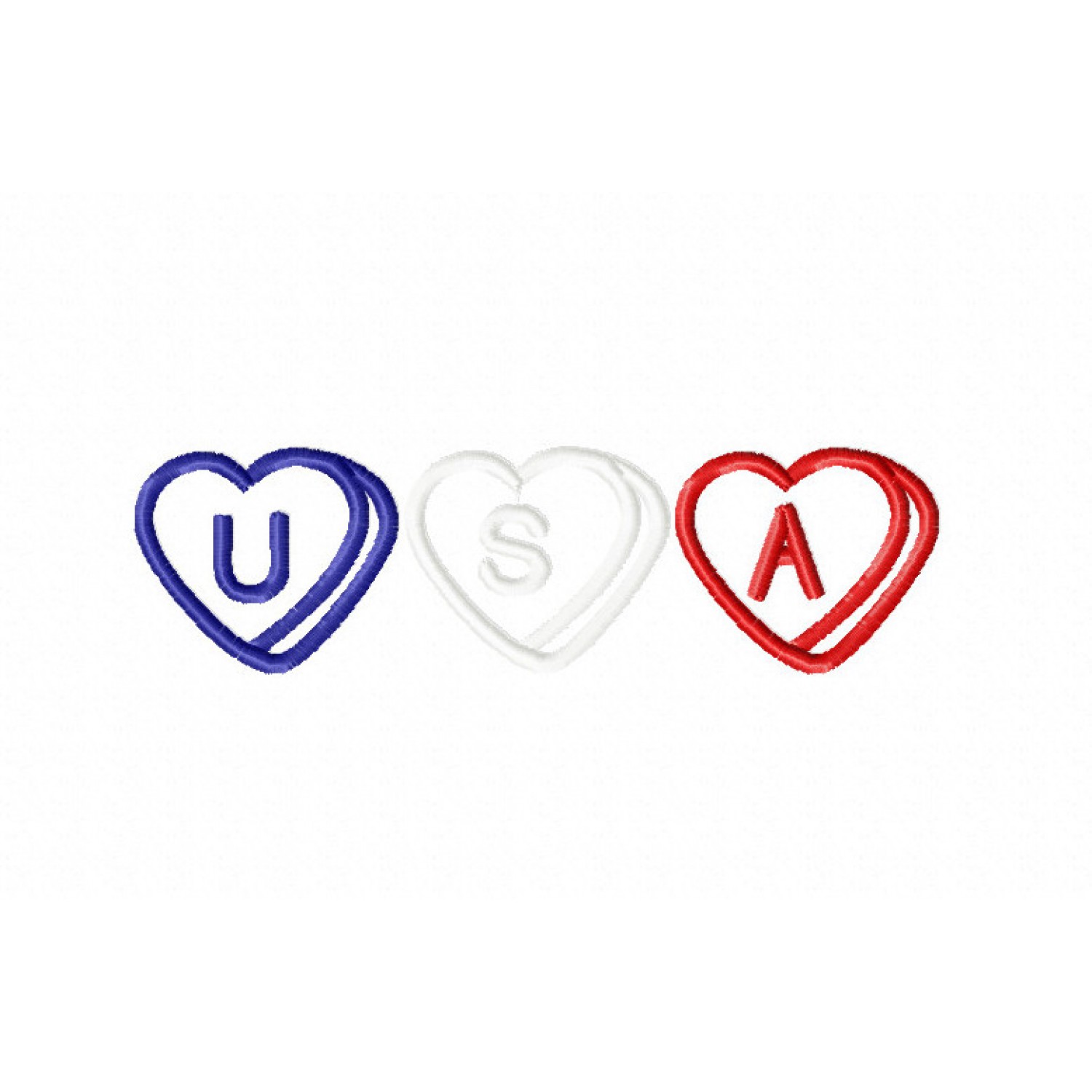 Free USA Heart Trio Embroidery Design 4x4
